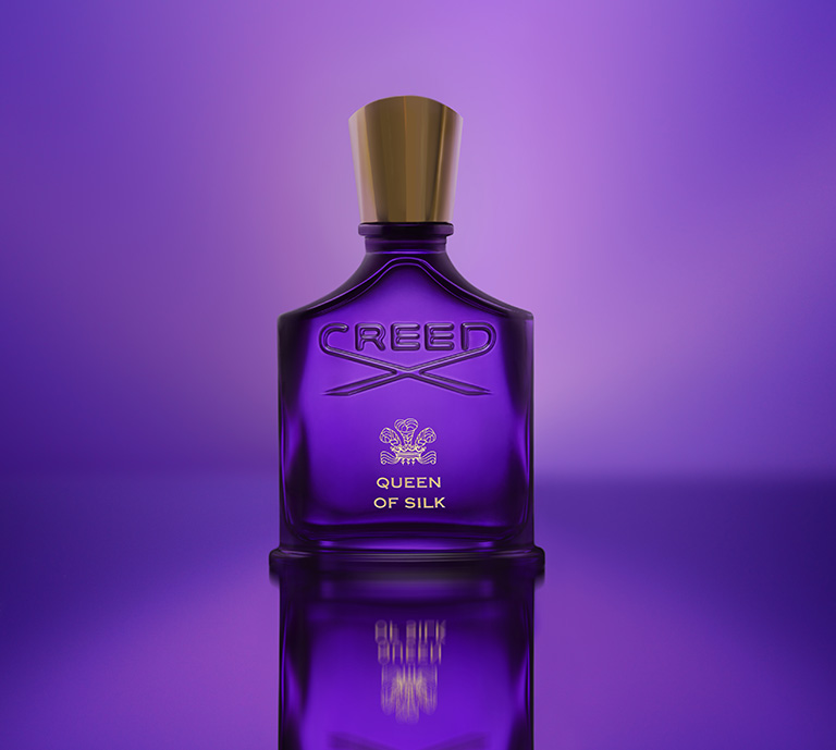 Banner Advertisement for The House of Creed with an image of a bottle of Creed Queen of Silk Eau de Parfum and a show now button