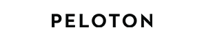 The word 'PELOTON' in bold, black capital letters centered on a white background, sized to fit within a width of 296 pixels.
