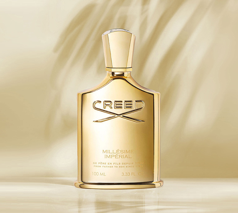 Banner Advertisement for The House of Creed with an image of a bottle of Creed MIllesime Imperial Eau de Parfum and a show now button